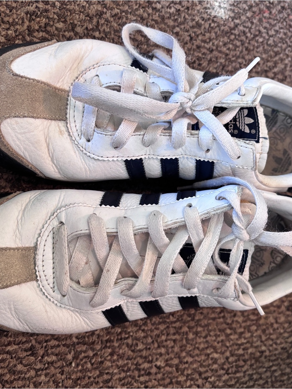 adidas White Samoa Sneakers with Black Three-Stripes